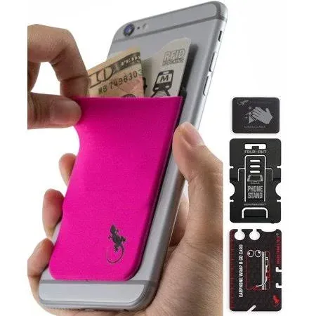 Pink/Black Hand Phone Wallet Case - Adhesive Card Holder for Smartphone & Android ...