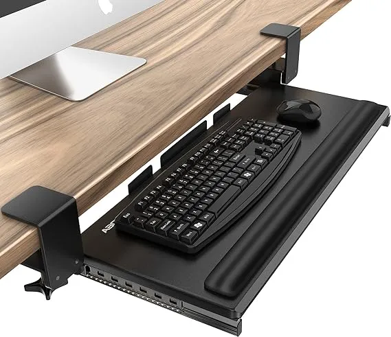 Large Keyboard Tray under Desk with Wrist Rest, 26.7&#034;×11&#034; Ergonomic Desk Compute