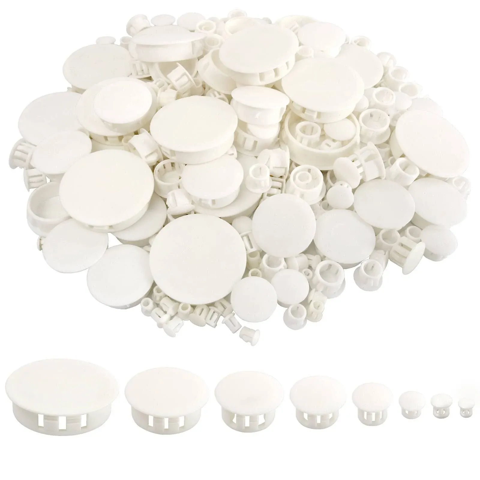 Bonieset 320pcs 8 Sizes White Plugs Hole Plastic Hole Plugs Hole Round Plugs ...