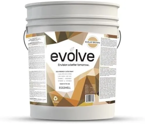 Evolve Paint & Primer: Environment-friendly, Low Sheen with One-Coat Coverage for Interior & Exterior Surfaces (Burlap Brown, 5-Gallon)