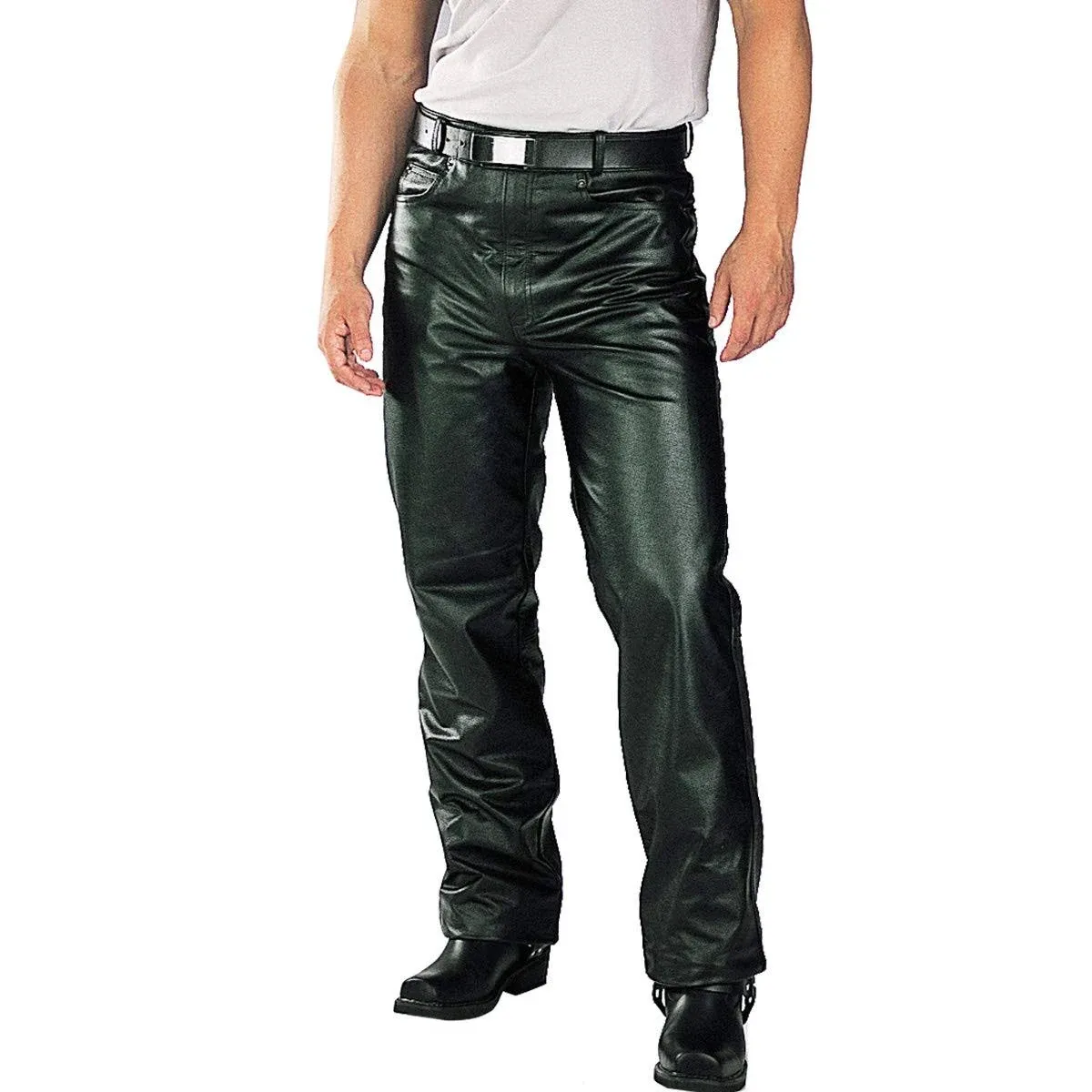 Xelement B7400 Men's 'Classic' Black Fitted Leather Pants - 32