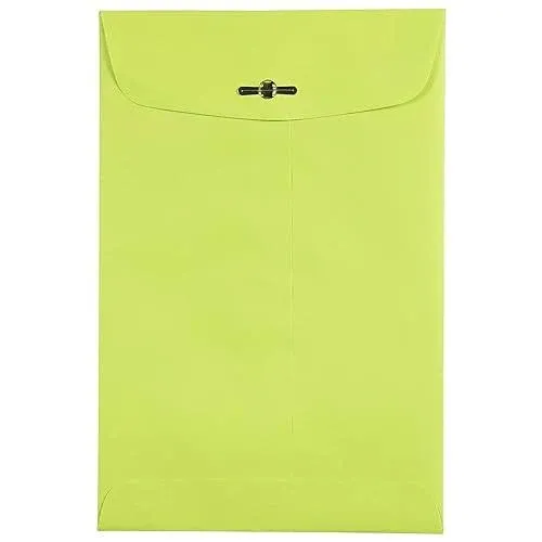 JAM PAPER 6 x 9 Open End Catalog Colored Envelopes with Clasp Closure - Ultra Lime Green - 50/Pack