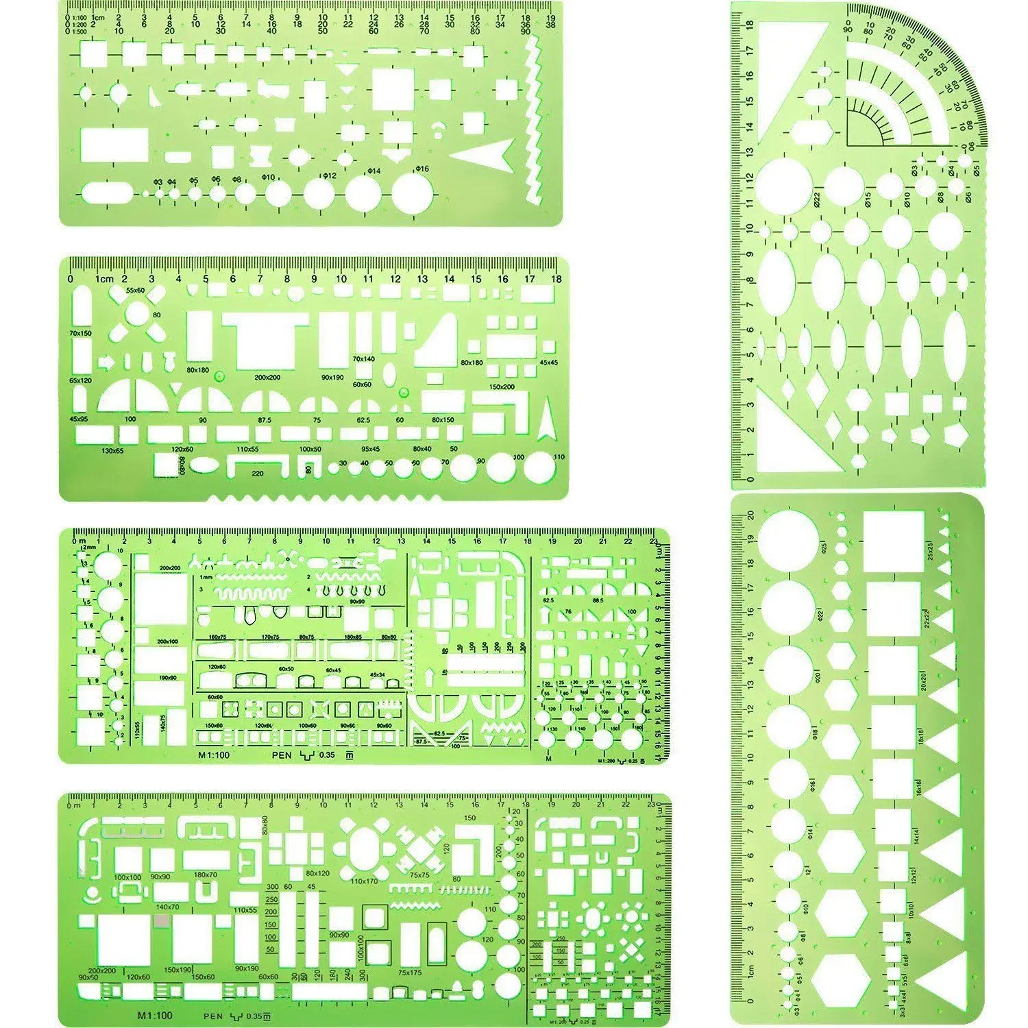 Hestya 6 Pieces Plastic Measuring Templates Building Formwork Stencils Geometric ...