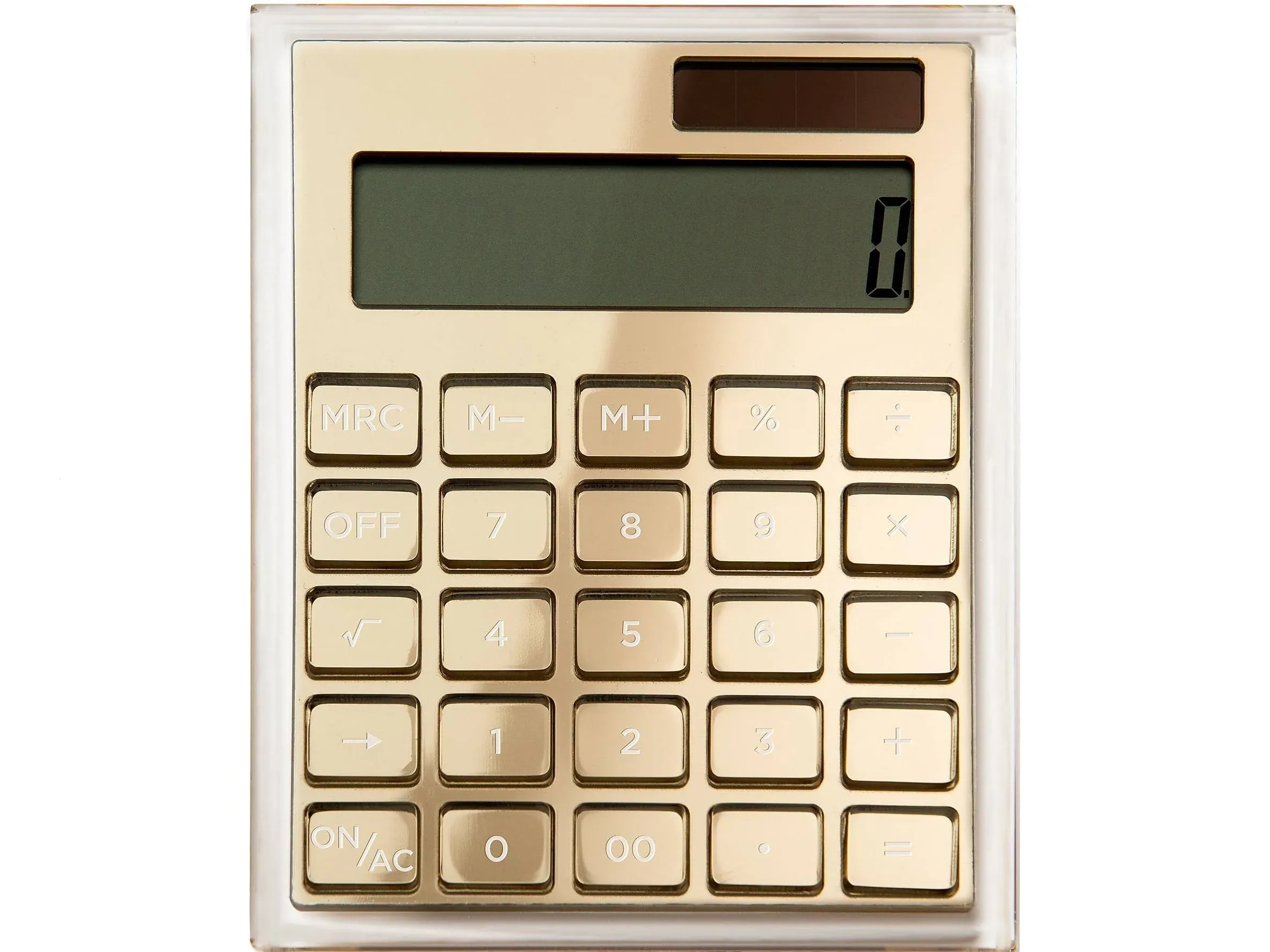 russell+hazel Acrylic Calculator, Clear with Gold-Toned Hardware.25” x 5.875” x 4.375” (51179)