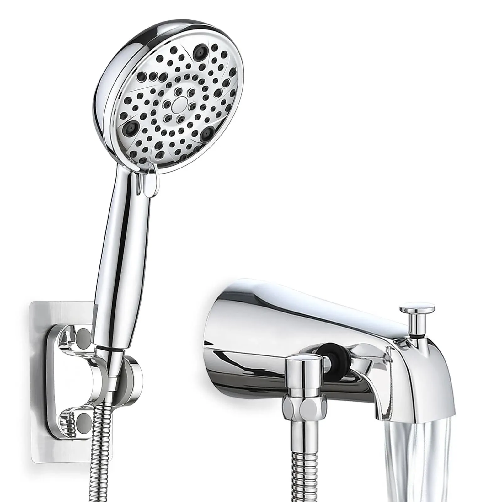 Sperwoesy Slip-On Tub Spout with Diverter, High Pressure 8 Settings Hand Held ...