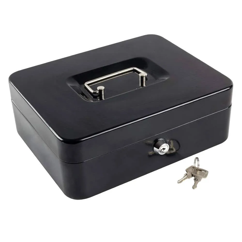 Metal Cash Box with Money Tray and Lock,Money Box with Cash Tray,Cash Drawer,...