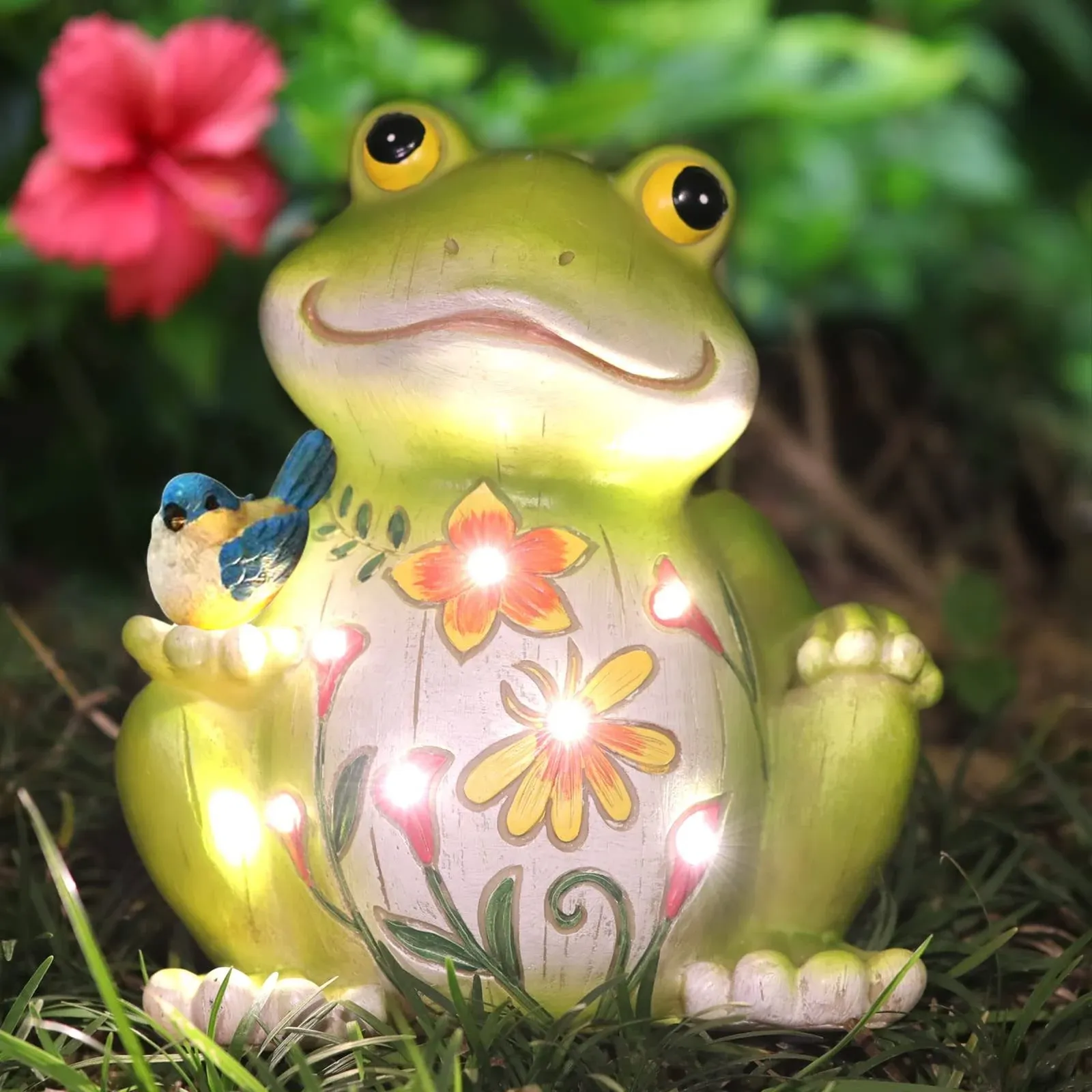 IVCOOLE Outdoor Frog Sculpturessolar Resin Garden Outdoor Statueschristmas ...