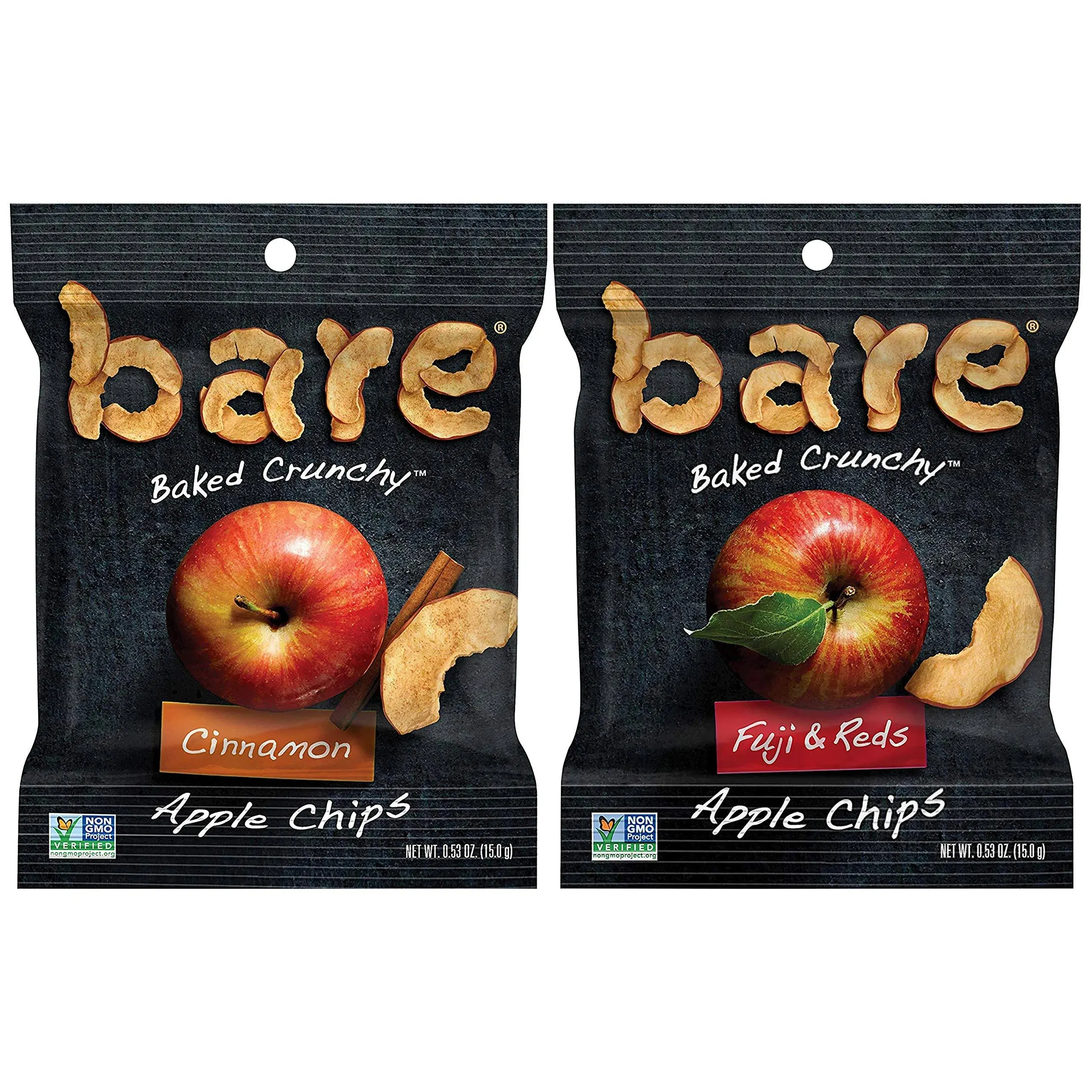 Bare Baked Crunchy, Apples Fuji & Reds and Cinnamon Variety Pack, 0.53 Ounce (Pack of 16)