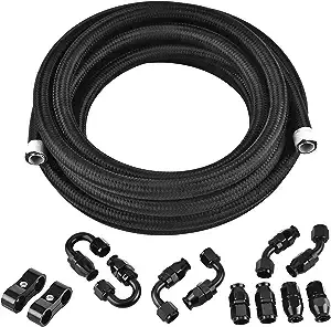 6AN PTFE Fuel Line Kit,An6 E85 Nylon Braided Fuel Hose 16Ft(5/16Inch ID)