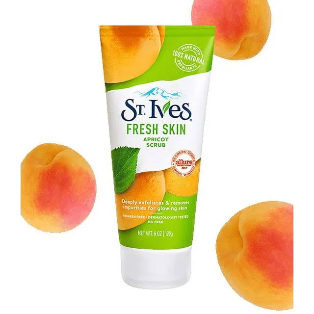 St.Ives Fresh Skin Apricot Scrub  Deep Exfoliation for Smooth Skin  Oil-Free  6 oz  4 Pack