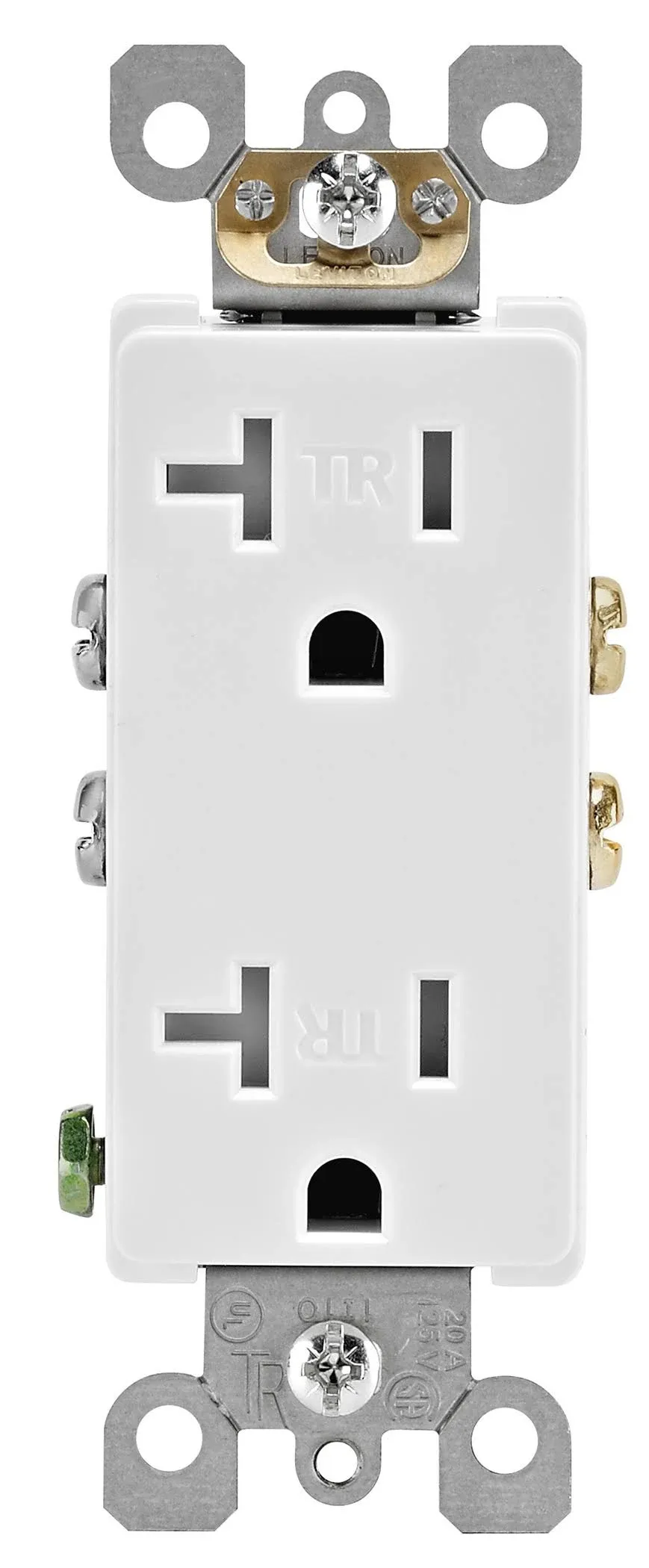 Leviton T5825-W 20 Amp Tamper-Resistant Decora Duplex Receptacle, White