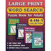 4-in-1 Word Search Puzzle Book For Adults: Word Search Books For Adults Large ...