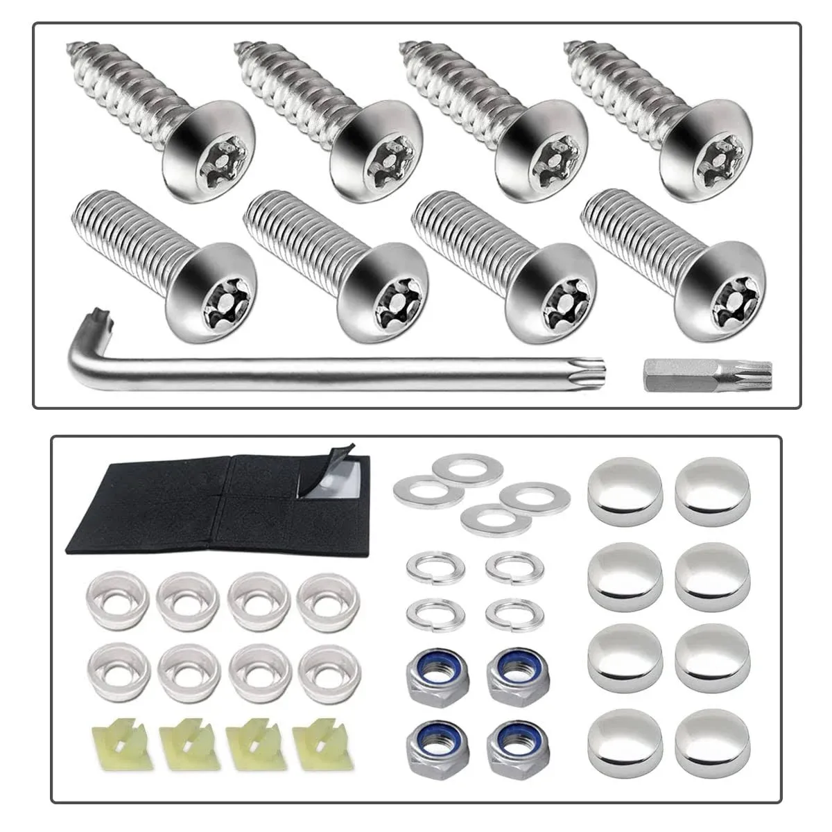 Anti Theft License Plate Screws Kits- Rustproof Stainless Steel Car Tag Plate ...