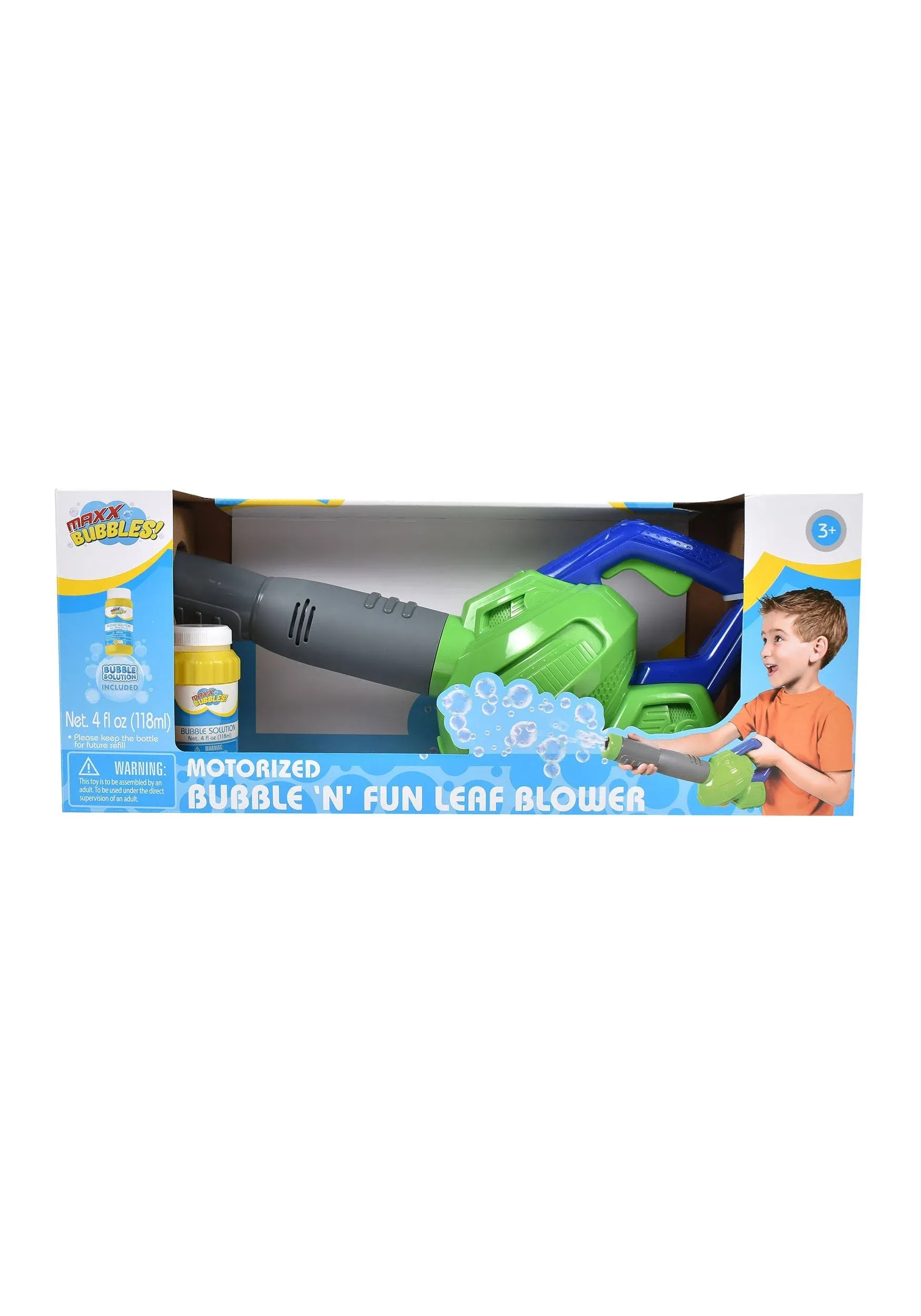 Maxx Bubbles Toy Bubble Leaf Blower Plastic Green/Blue/Gray