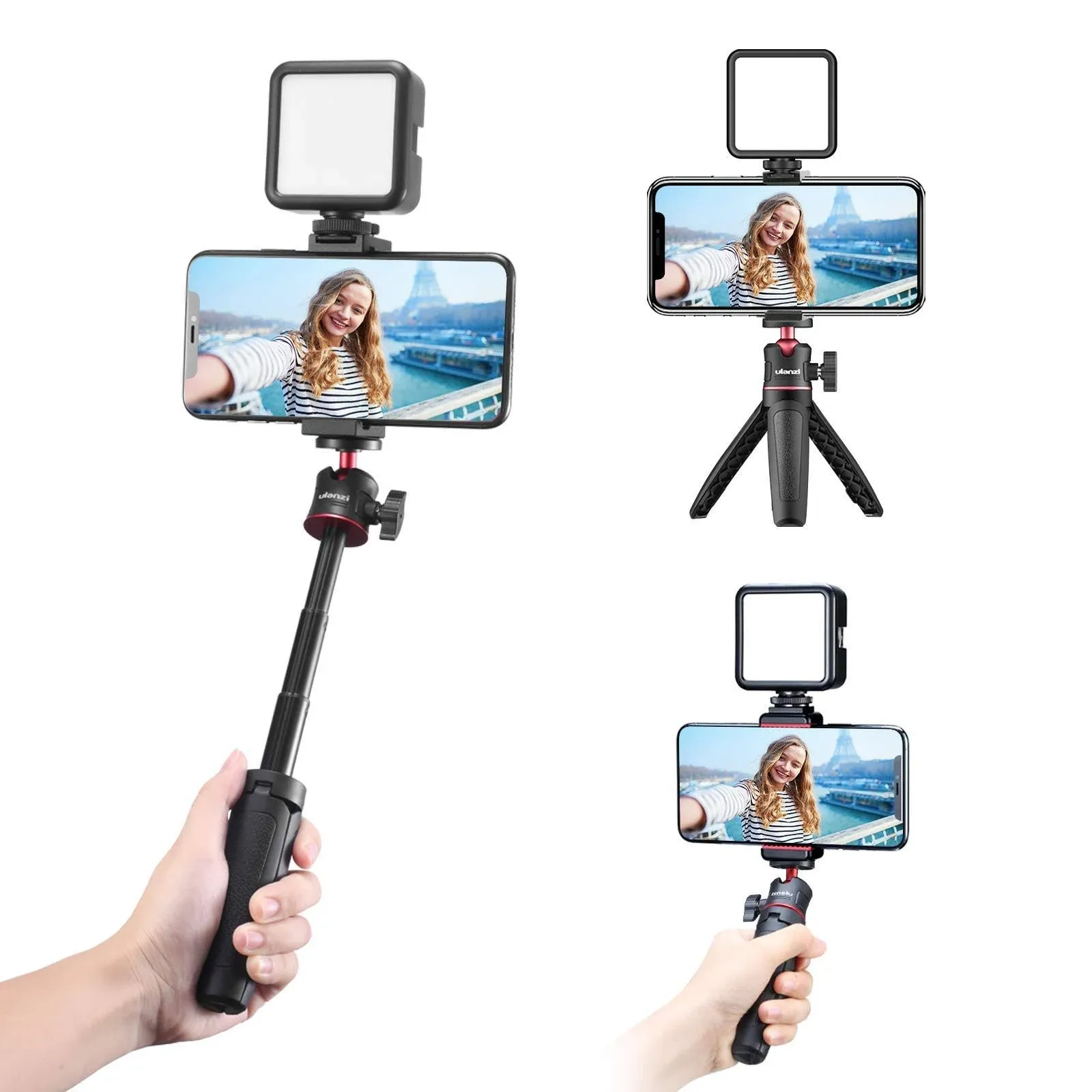 Ulanzi Smartphone Vlogging Kit with Adjustable Handle Grip, Mini Tripod, Dimmable ...