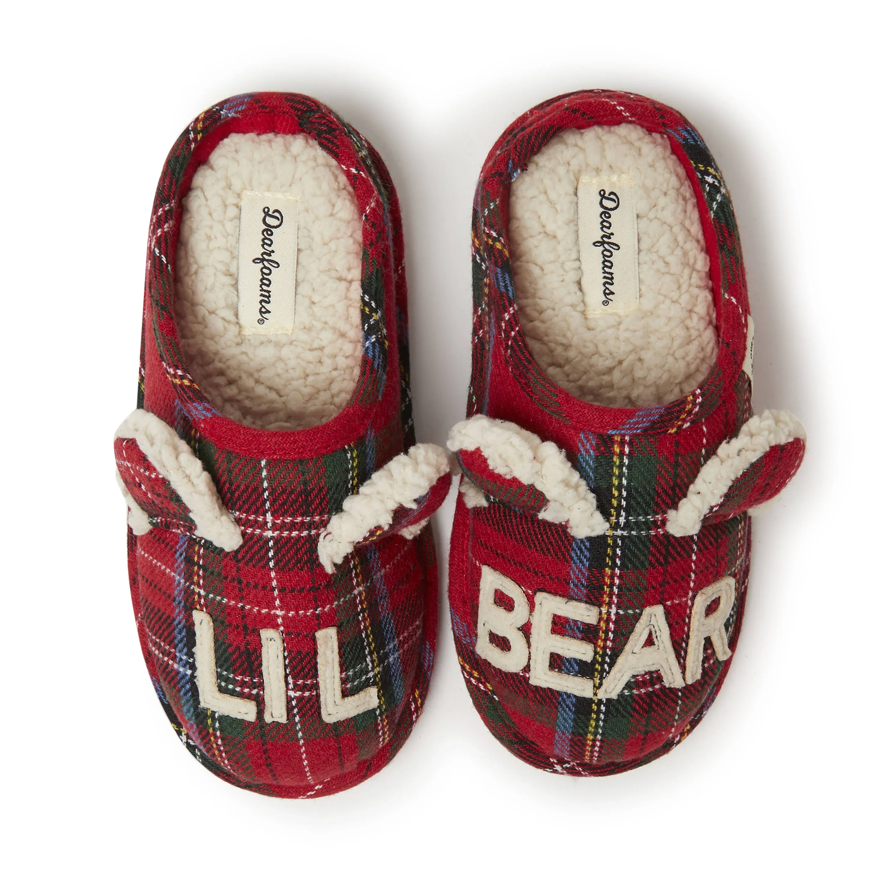 Dearfoams Kids and Toddlers Lil Bear Baby Bear Christmas Holiday Matching Pajama Family Bear Slipper