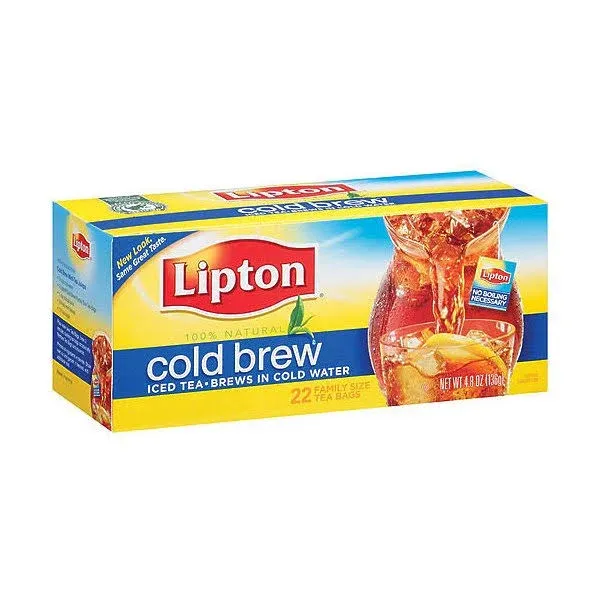 Lipton, Thé infusé à froid, Format familial, 22 sachets de thé, 136 g