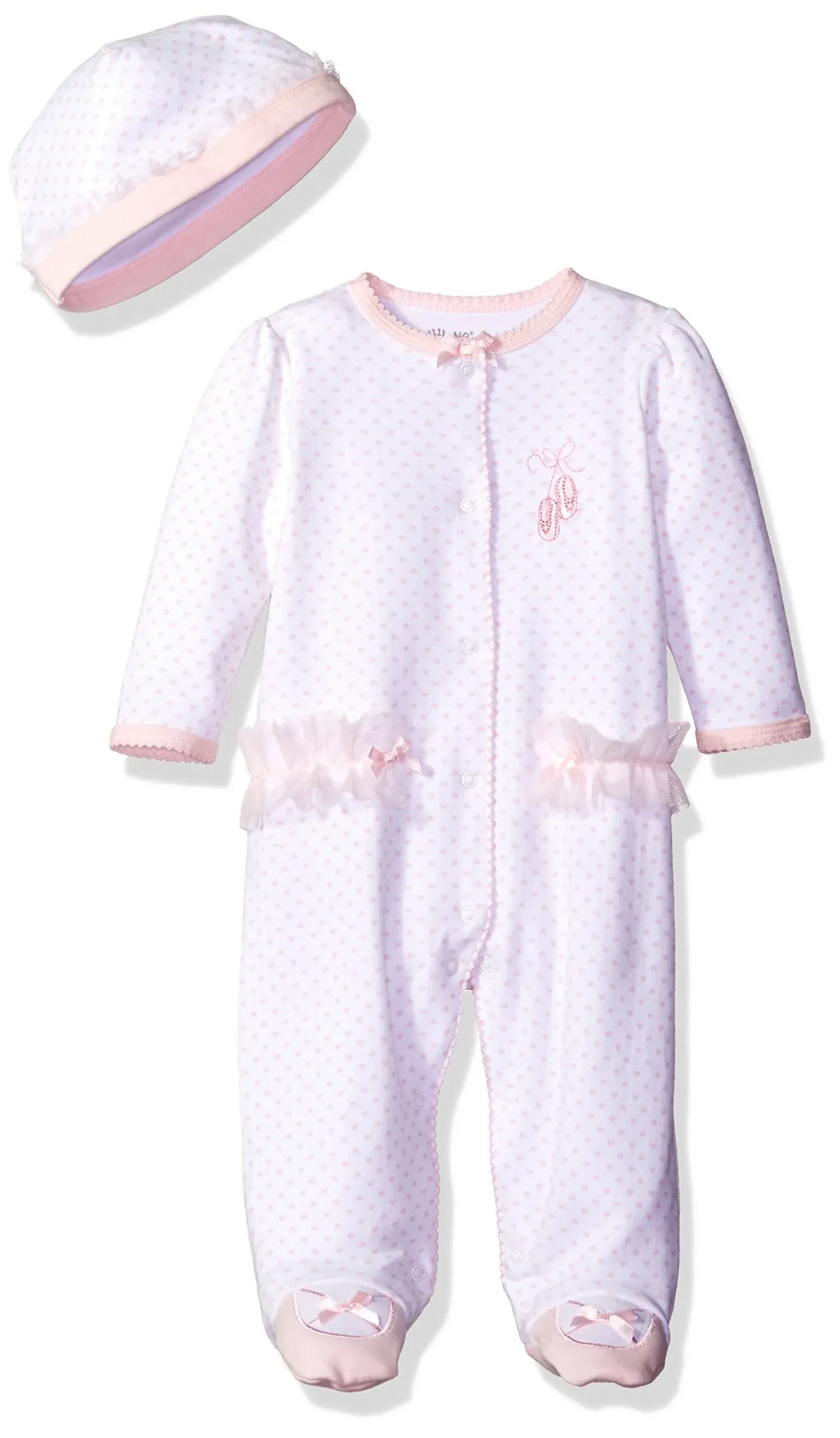 Little Me Girls Prima Ballerina Footie and Hat - Pink (Newborn)