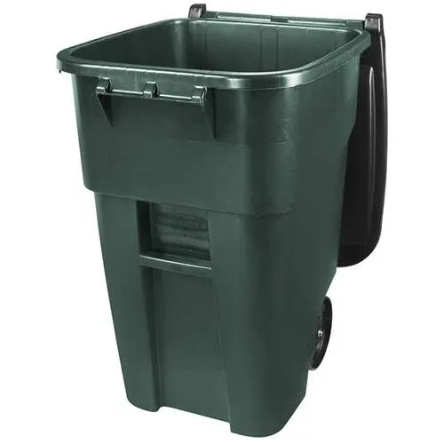 Rubbermaid Commercial Products BRUTE Rollout Heavy-Duty Wheeled Trash/Garbage Can, 50-Gallon, Dark Green, for Restaurants/Hospitals/Offices/Warehouses/Garage