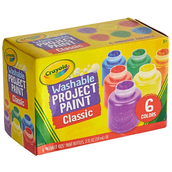 Crayola 541204 6 Assorted Color 2 fl. oz. Washable Project Paint