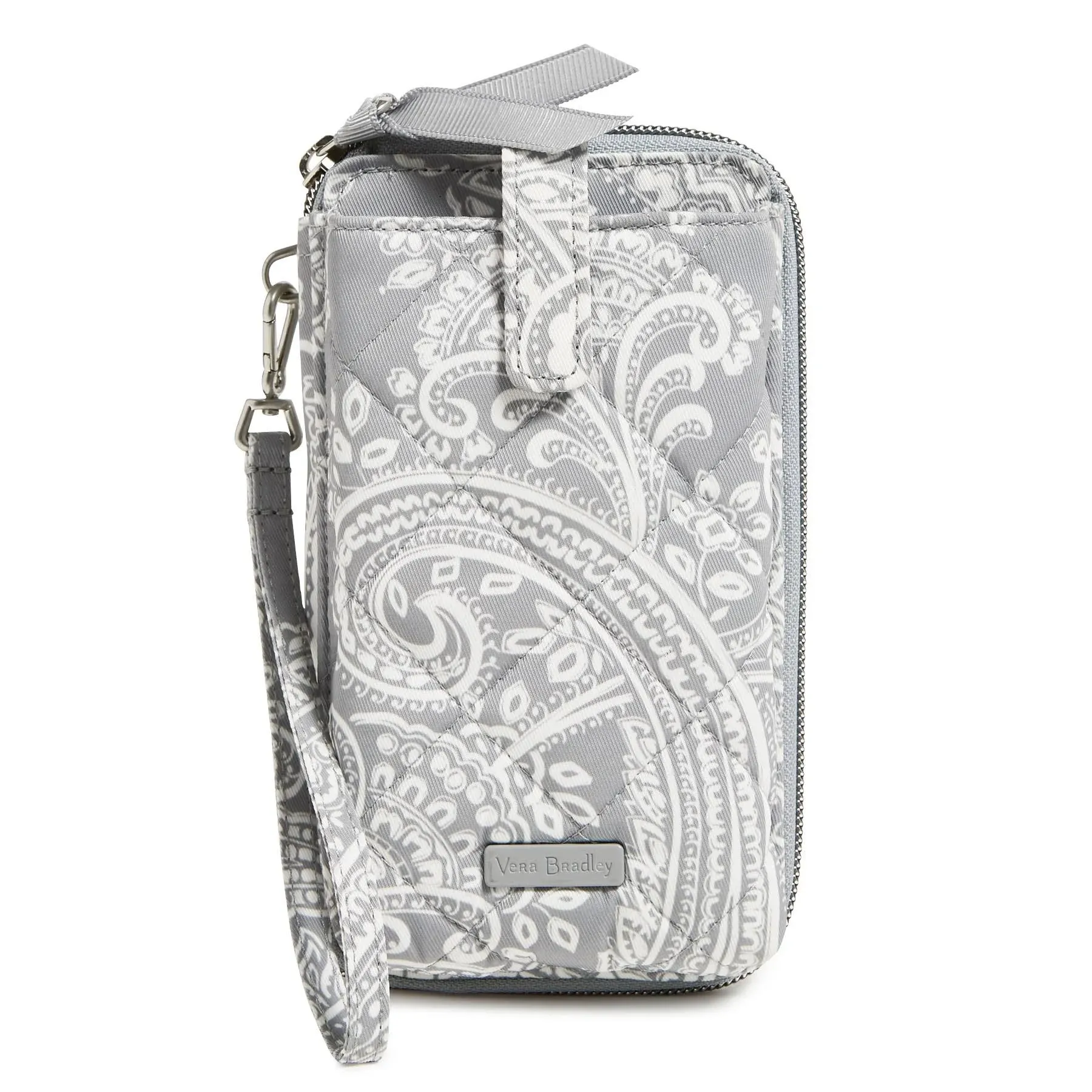 RFID Large Smartphone Wristlet - Cloud Gray Paisley