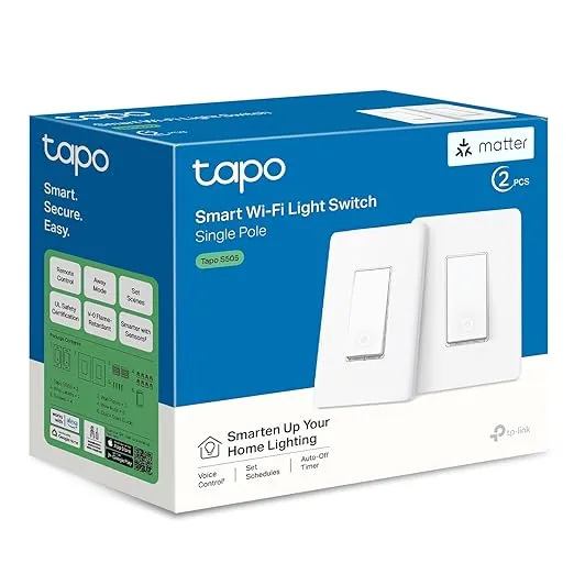 Tapo Matter Compatible Smart Light Switch, Single Pole Tapo S505(2-Pack)