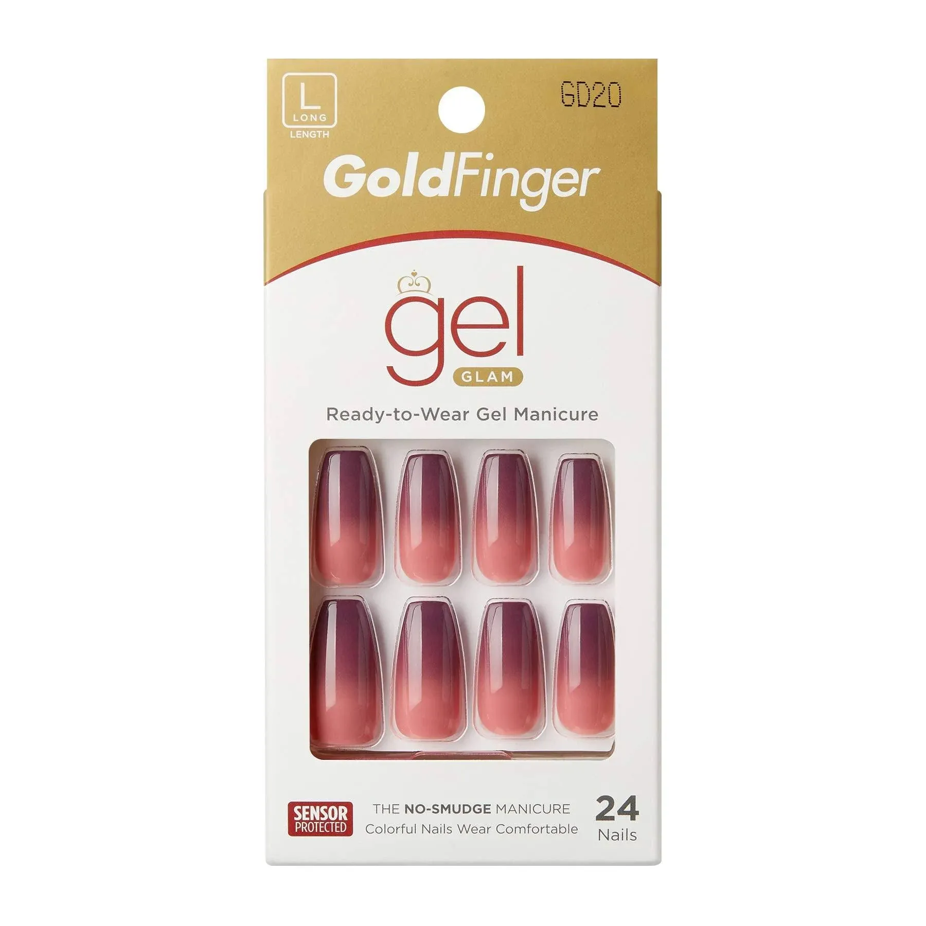 GoldFinger Full Cover Nails Press On Nails Gel Glam Design Nails Long Length 