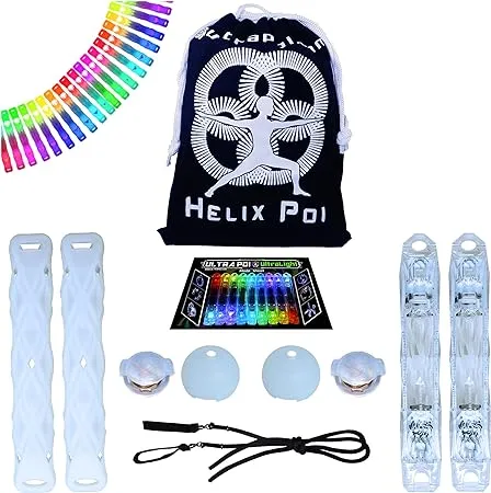 Ultrapoi Helixpoi Set - Helix Poi W/Non LED Knob Handles - 70+ Brilliant Color