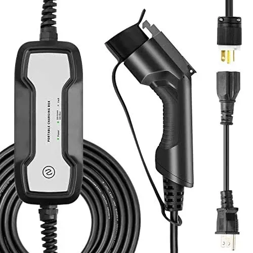 LEFANEV 16A Portable EV Charger Level 2 25ft 240V Chaging Cable with NEMA5-15 to NEMA 6-20 Adapter for Charging Electric Vehicle Batteries