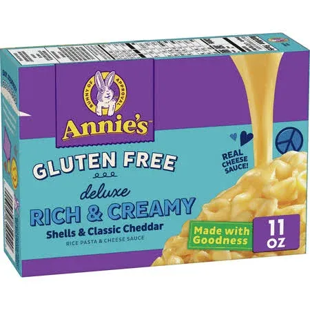 Annie's Deluxe Gluten Free Mac and Cheddar Shells, Rice Pasta & Cheddar Mac N ...