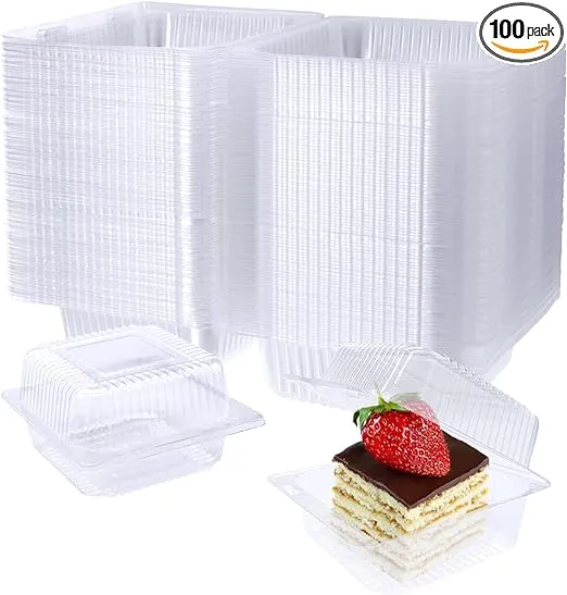 Jizvxe 100 Pack Clear Plastic Square Hinged Food Container,Disposable