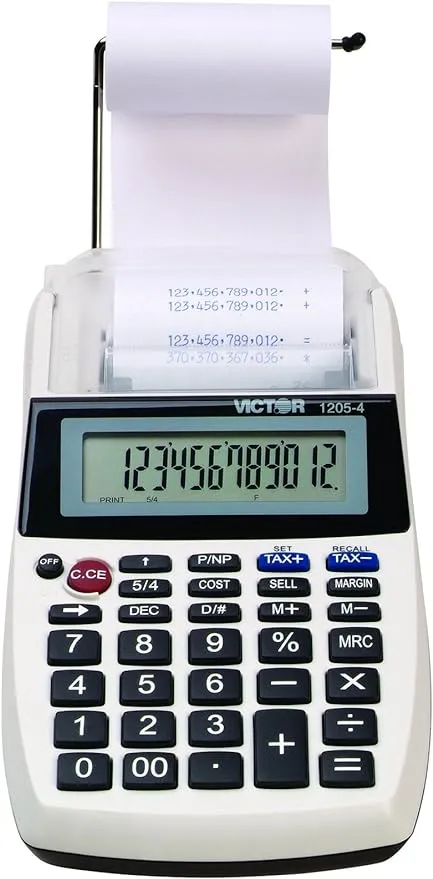 Victor 1205-4 Palm/Desktop One-Color Printing Calculator 2 Lines/Sec