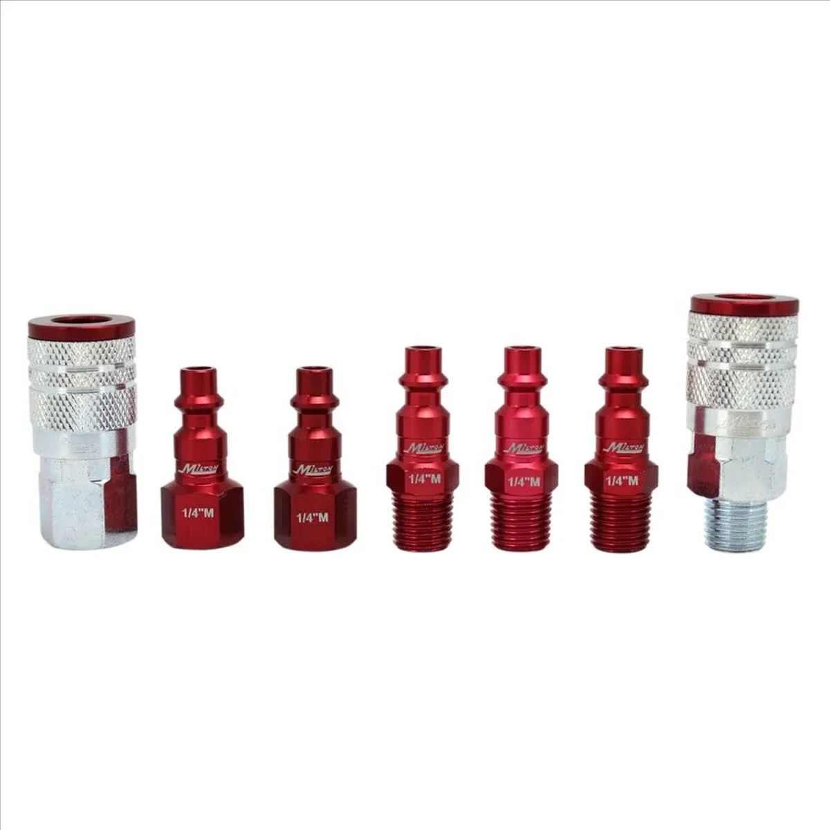 Milton ColorFit Coupler & Plug Kit (7 Piece), M-Style 1/4" NPT Red