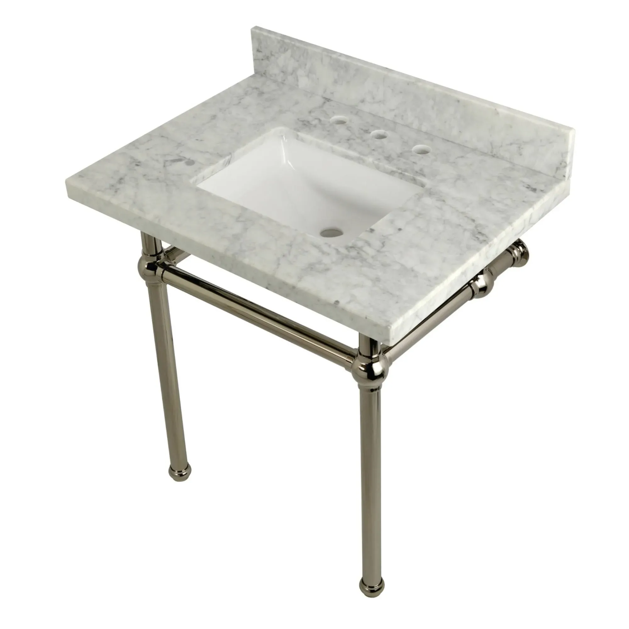 Kingston Brass Templeton 30" x 22" Carrara Marble Vanity Top with Brass Console Legs