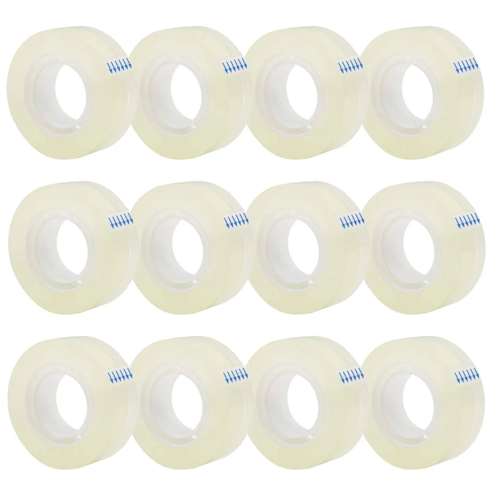 12 Rolls Transparent Tape Refills, Clear Tape, All-Purpose Transparent Glossy...