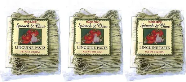 Trader Joe's Spinach and Chive Linguine Pasta 8 oz (Pack of 3)