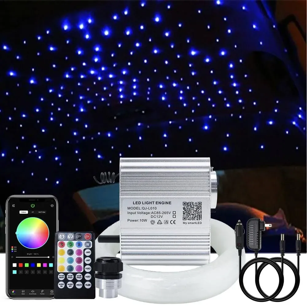 AKEPO 10W Car Home Use APP+Twinkle+Music Fiber Optic Lights Kit for Star Ceiling ...