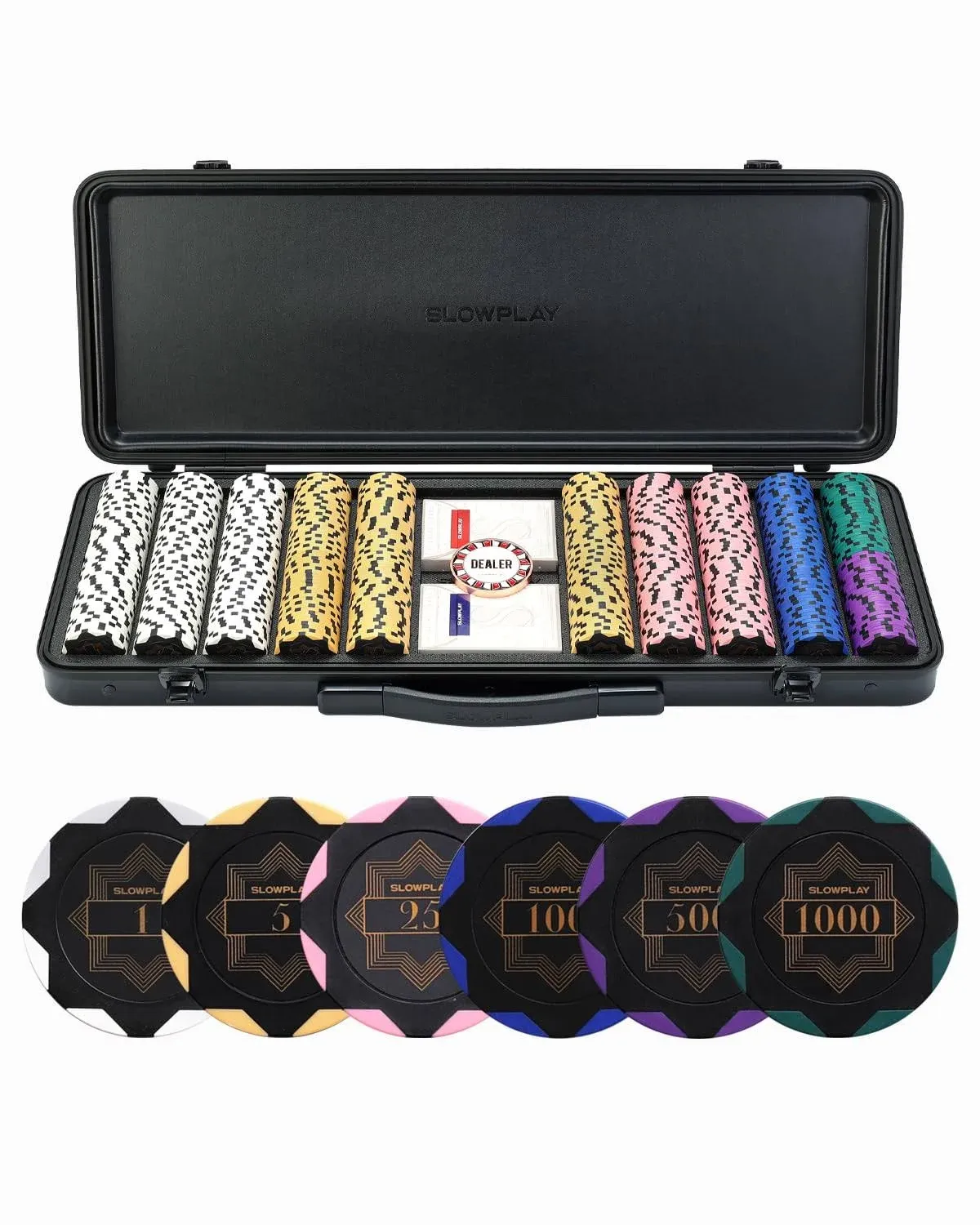 SLOWPLAY Nash 14 Gram Clay Poker Chips Set for Texas Hold’em, 500pcs [With ...