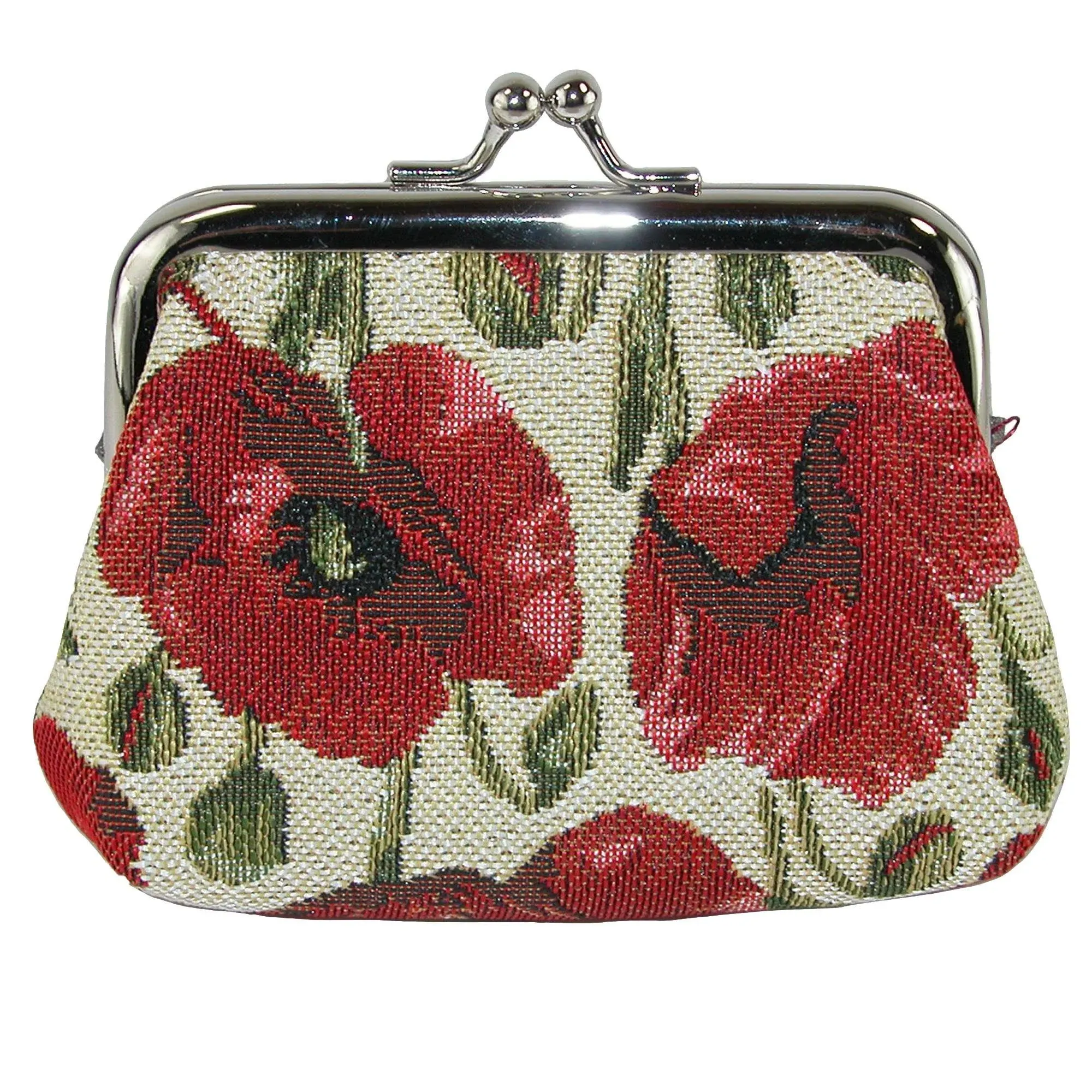 CTM Women's Poppy Print Tapestry Coin Purse Wallet - Poppy One Size