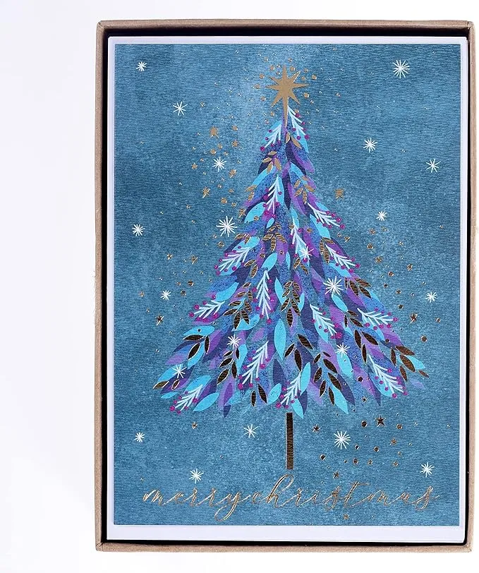 Jewel Tones Tree Large Classic Holiday Boxed Card