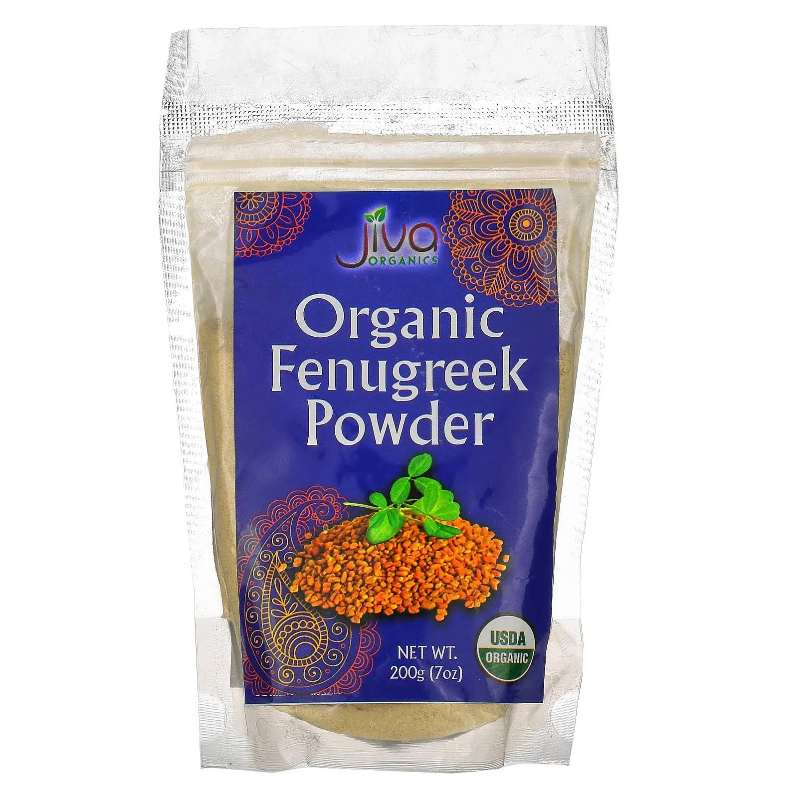 Jiva Organic Fenugreek Powder 7 Ounce Bag - Non-Gmo, Vegan, USDA Certified - for