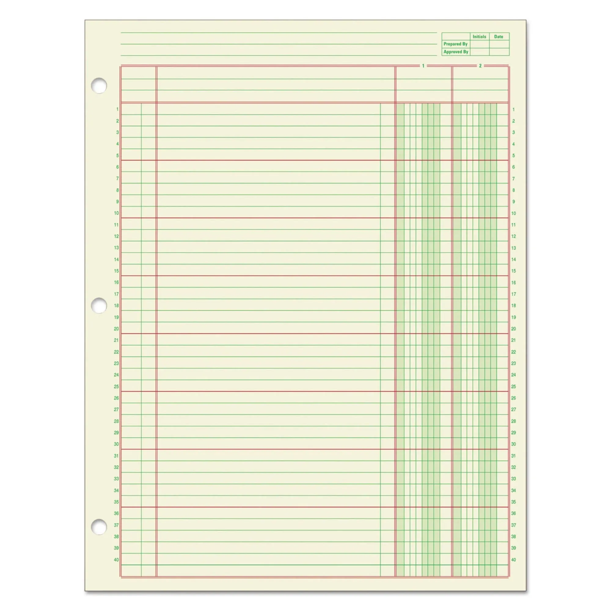 Adams® Analysis Pad, 8 1/2" x 11", 100 Pages (50 Sheets), 2 Columns, Green