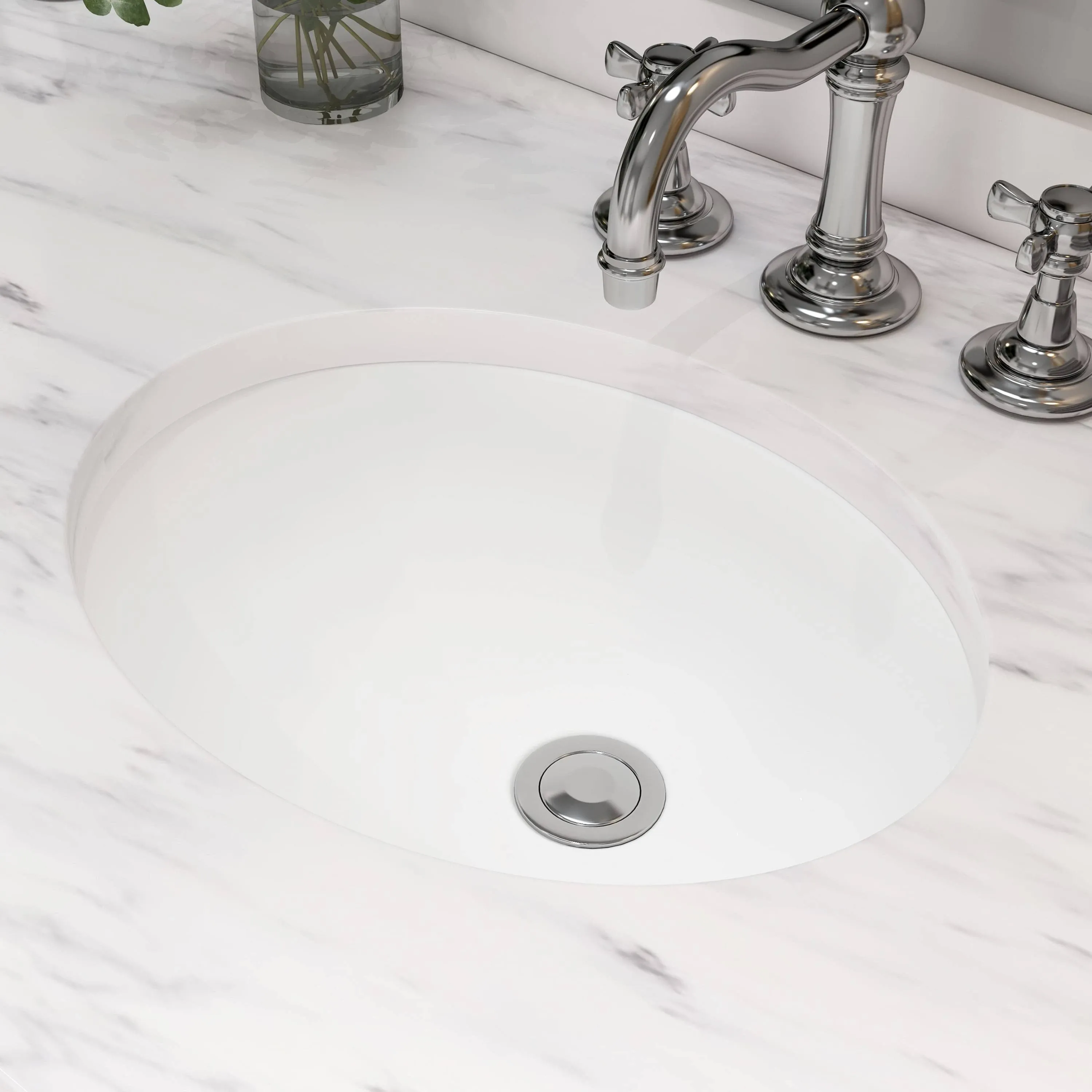 MEJE 16.5"x13" Undermount Oval Bathroom Sink, Porcelain Ceramic White Vanity Top ...