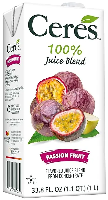 Ceres 100% All Natural Pure Fruit Juice Blend, Passion Fruit - Gluten Free, Rich in Vitamin C, No Added Sugar or Preservatives, Cholesterol Free - 33.8 FL OZ (1) 