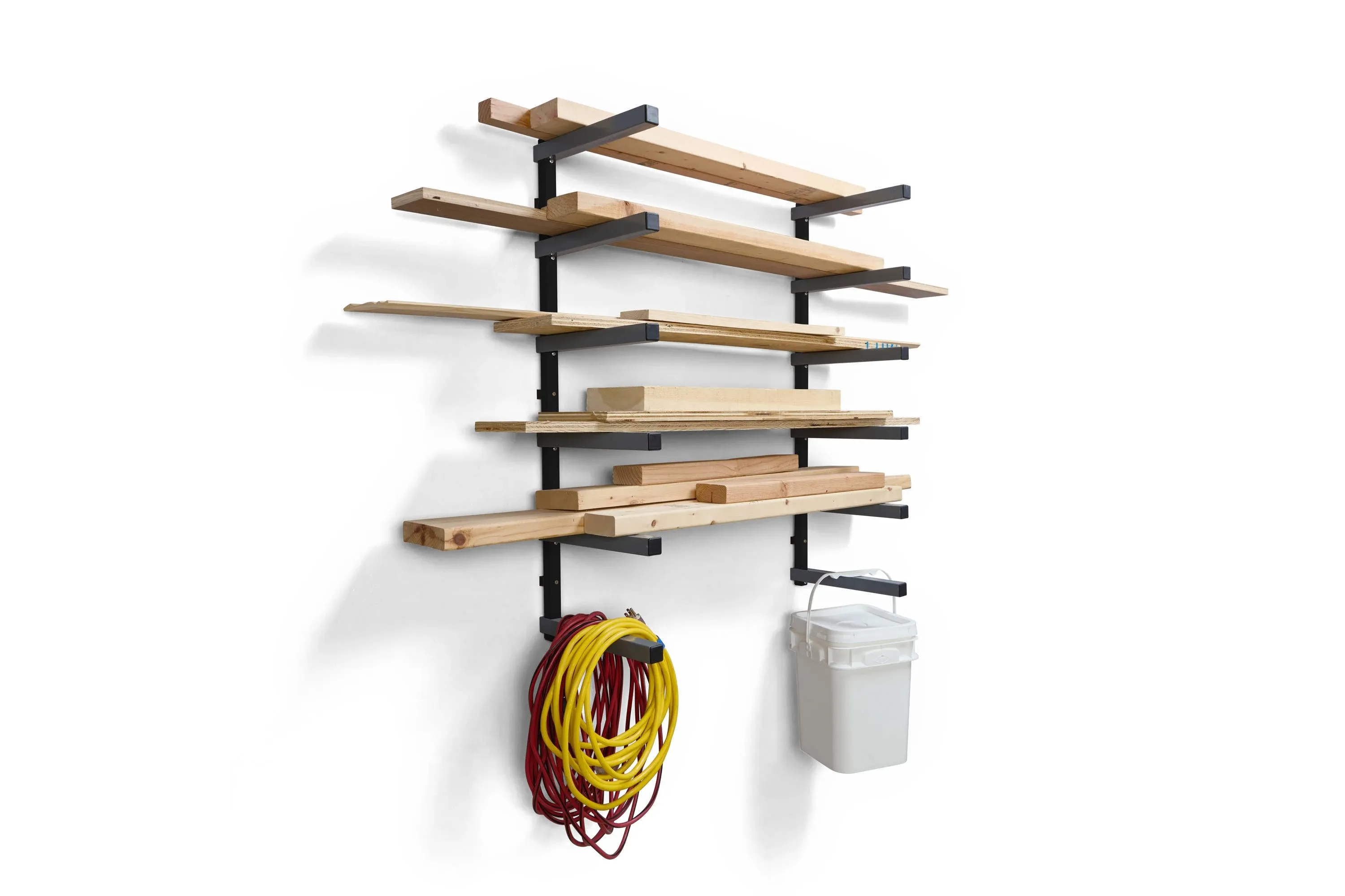 Bora Wood Rack 6 Tier Wall Mounted Gray/Black