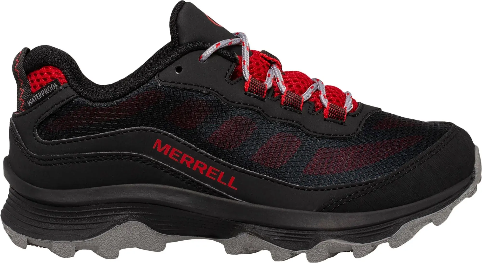 Merrell Kid's Moab Speed Low Waterproof, Size: 10.5, Grey/Black/Red