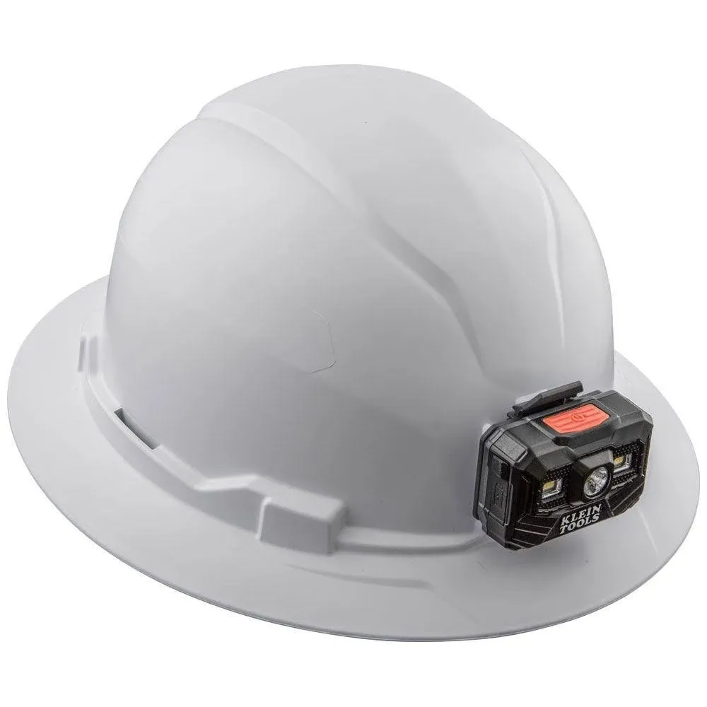 Klein Tools 60406RL Hard Hat Non-Vented Full Brim with Rechargeable Headlamp White