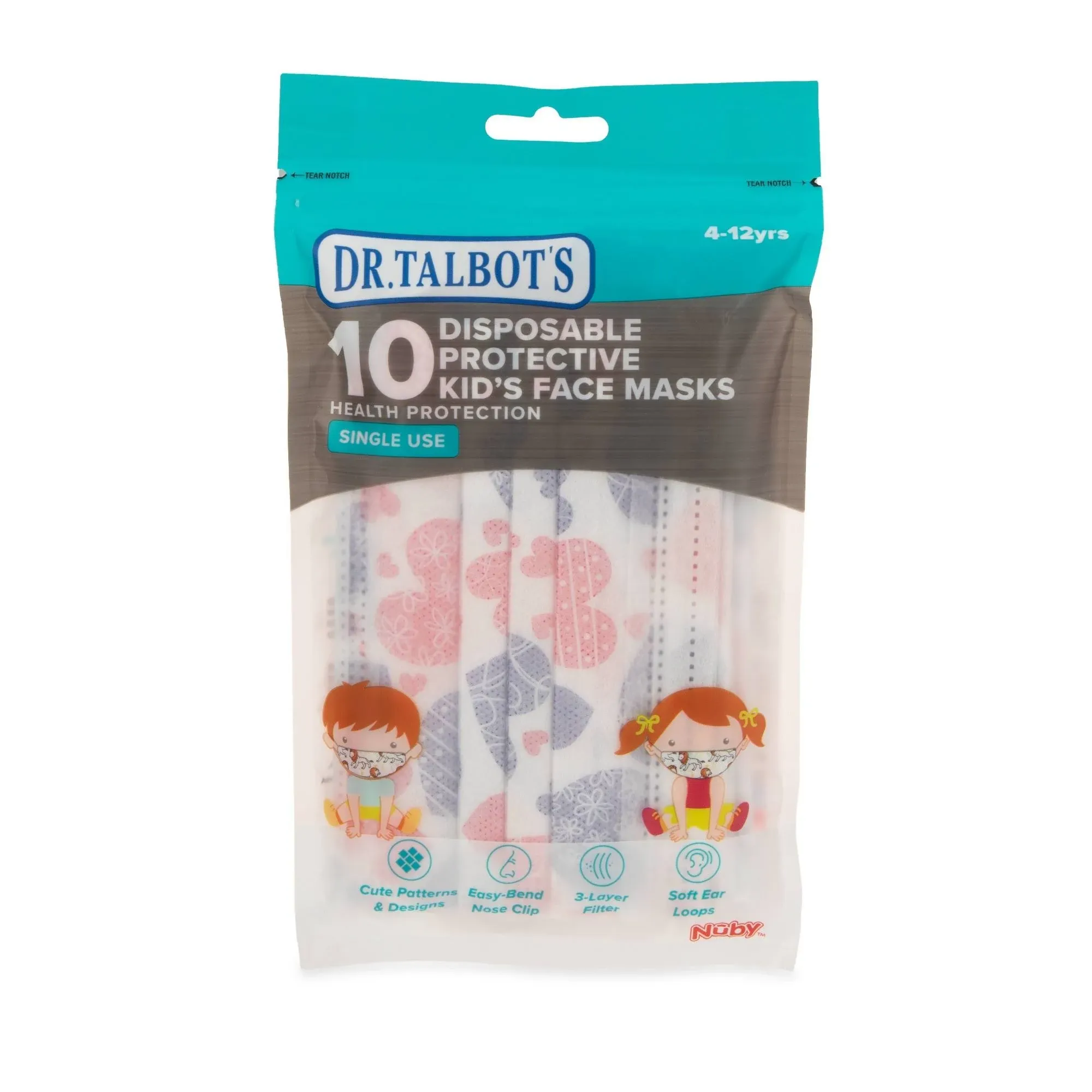 Dr. Talbot's Disposable Kid’s Face Mask for Personal Health by Nuby, 10 Pack, 6 ...