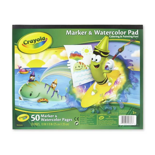 Crayola Marker &amp; Watercolor Pad, 50 Blank Coloring Pages, Painting Paper, Art Supplies for Kids, Gifts