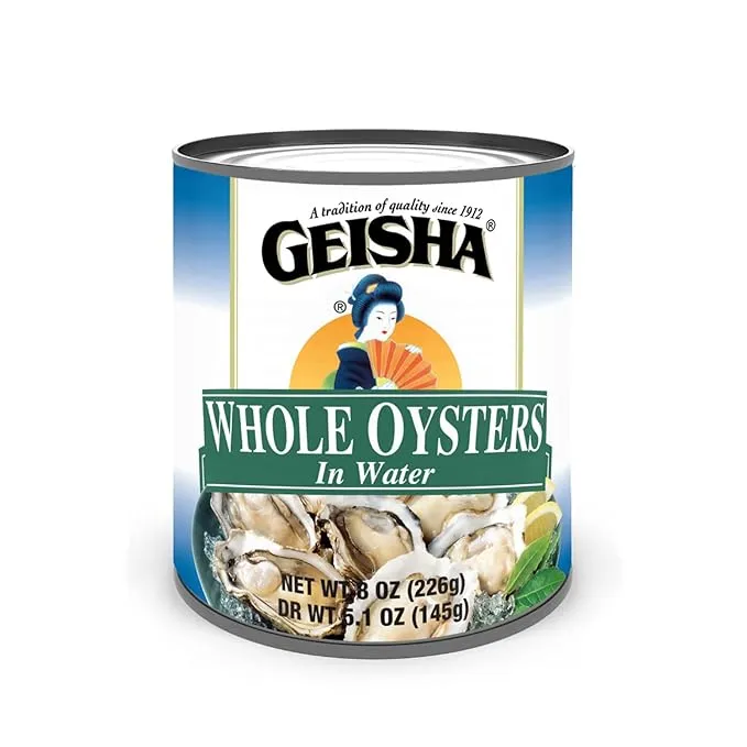 Geisha Whole Oysters in Water (Pack of 6), Size: 8